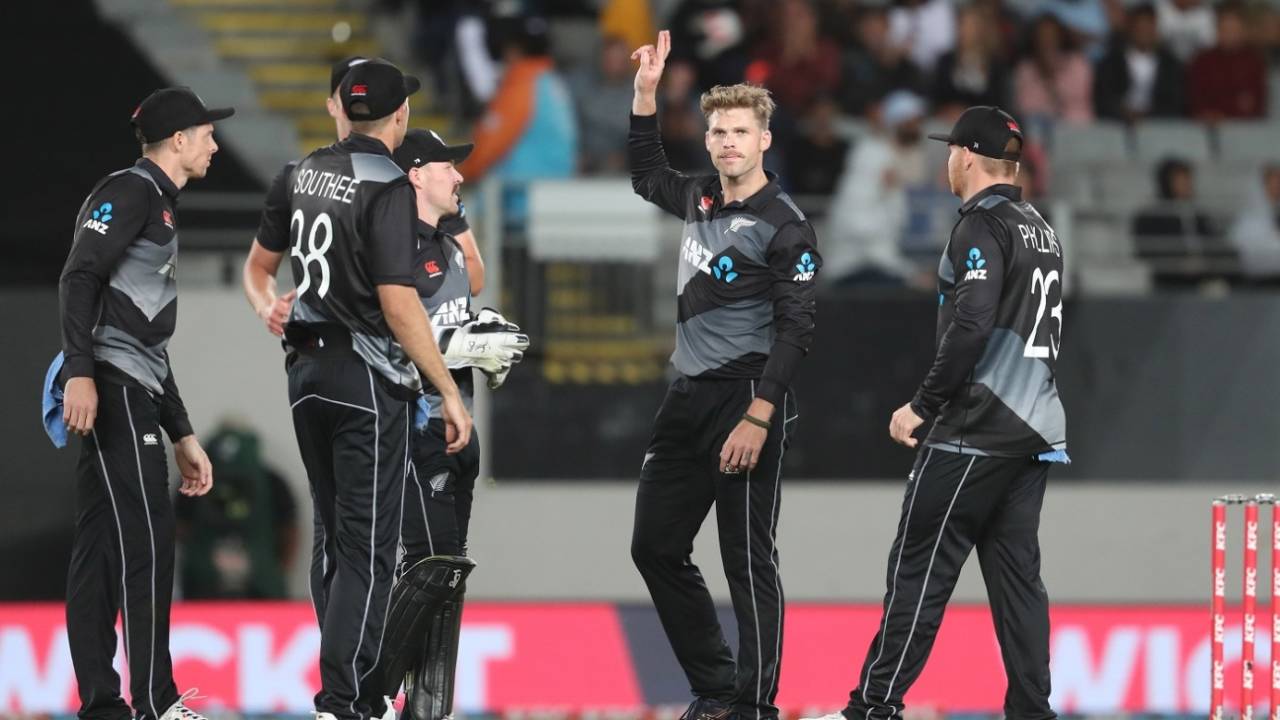 Lockie Ferguson celebrates after his five-wicket haul, New Zealand vs West Indies, 1st T20I, Auckland, November 27, 2020
