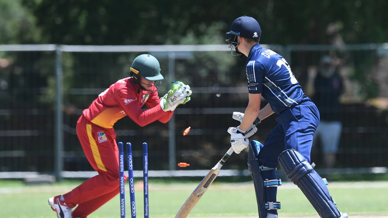 Dane Schadendorf completes a stumping in the Under-19 World Cup