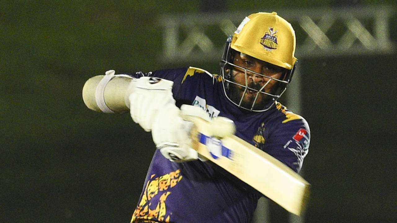 Shehan Jayasuriya goes for the pull, Galle Gladiators vs Dambulla Viiking, LPL 2020, Hambantota, December 9, 2020