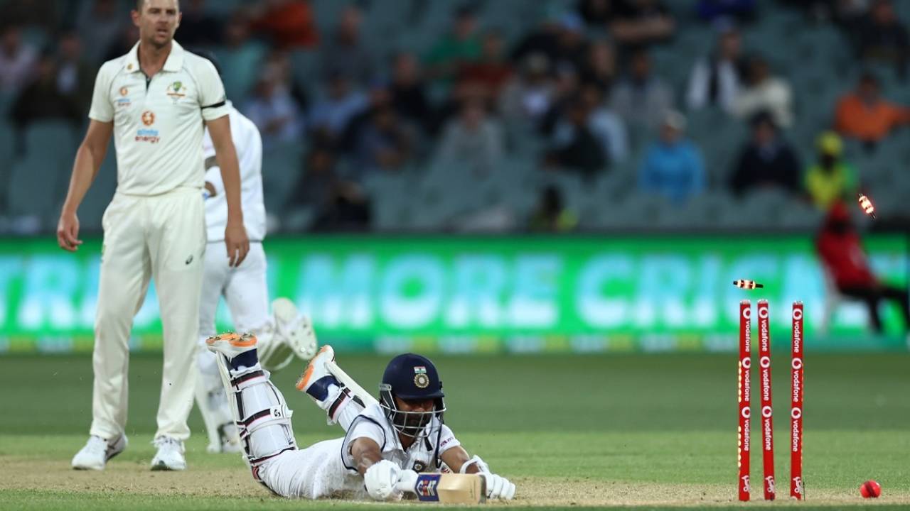A direct hit but the dive saves Ajinkya Rahane, Australia vs India, 1st Test, Adelaide, 1st day, December 17, 2020