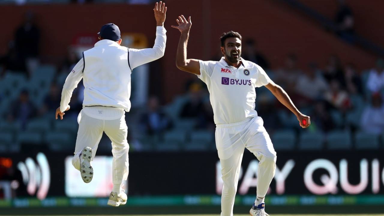 Virat Kohli leaps high while R Ashwin is all smiles after a key strike, Australia vs India, 1st Test, Adelaide, 2nd day, December 18, 2020