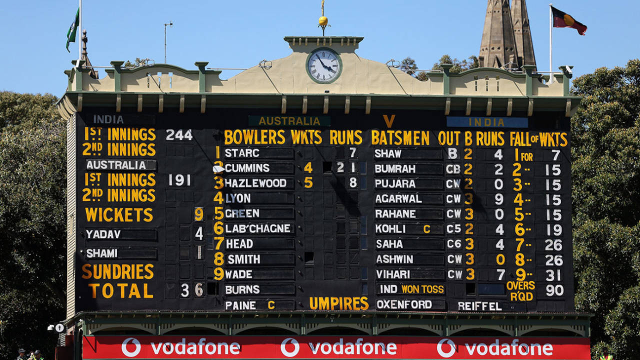 The famous Adelaide scoreboard records the details of India's collapse, Australia vs India, 1st Test, Adelaide, 3rd day, December 19, 2020