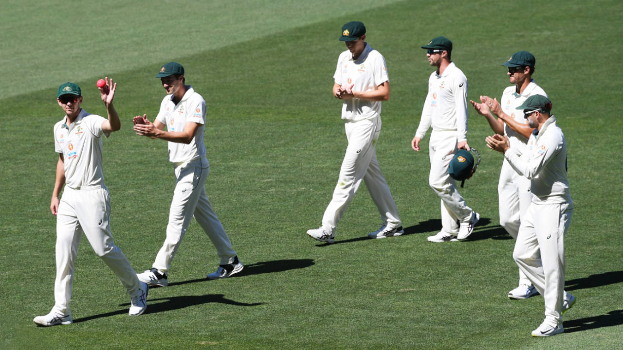 Josh Hazlewood leads Australia off after registering figures of 5-3-8-5, Australia vs India, 1st Test, Adelaide, 3rd day, December 19, 2020  