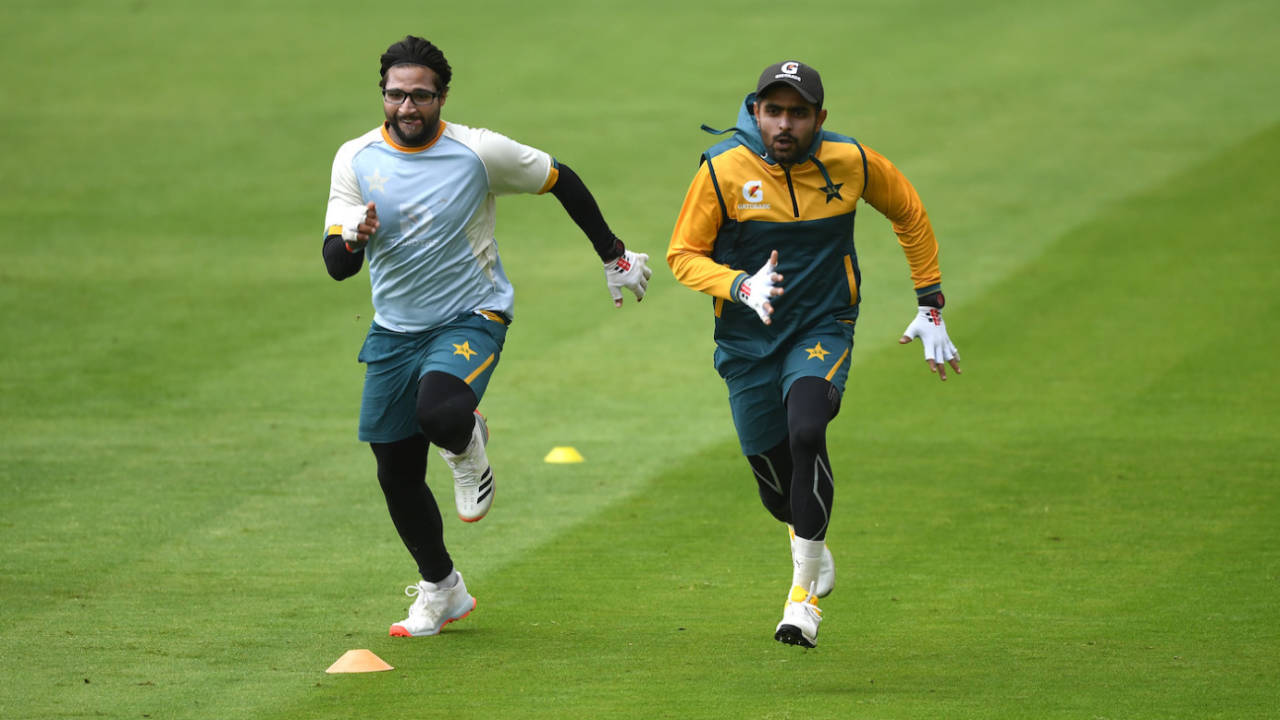 Imam-ul-Haq and Babar Azam sprint in a training session, Manchester, August 3, 2020