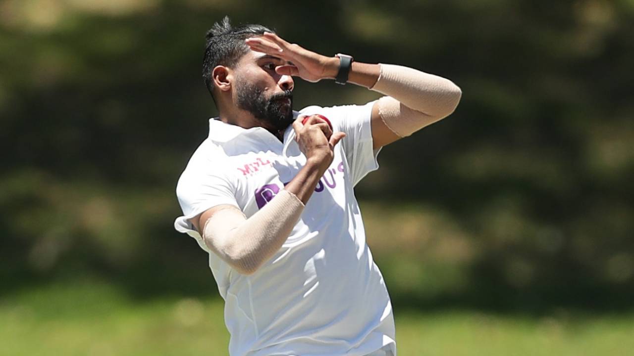 Mohammed Siraj bowls during the tour match against Australia A at Drummoyne Oval, Sydney, December 7, 2020
