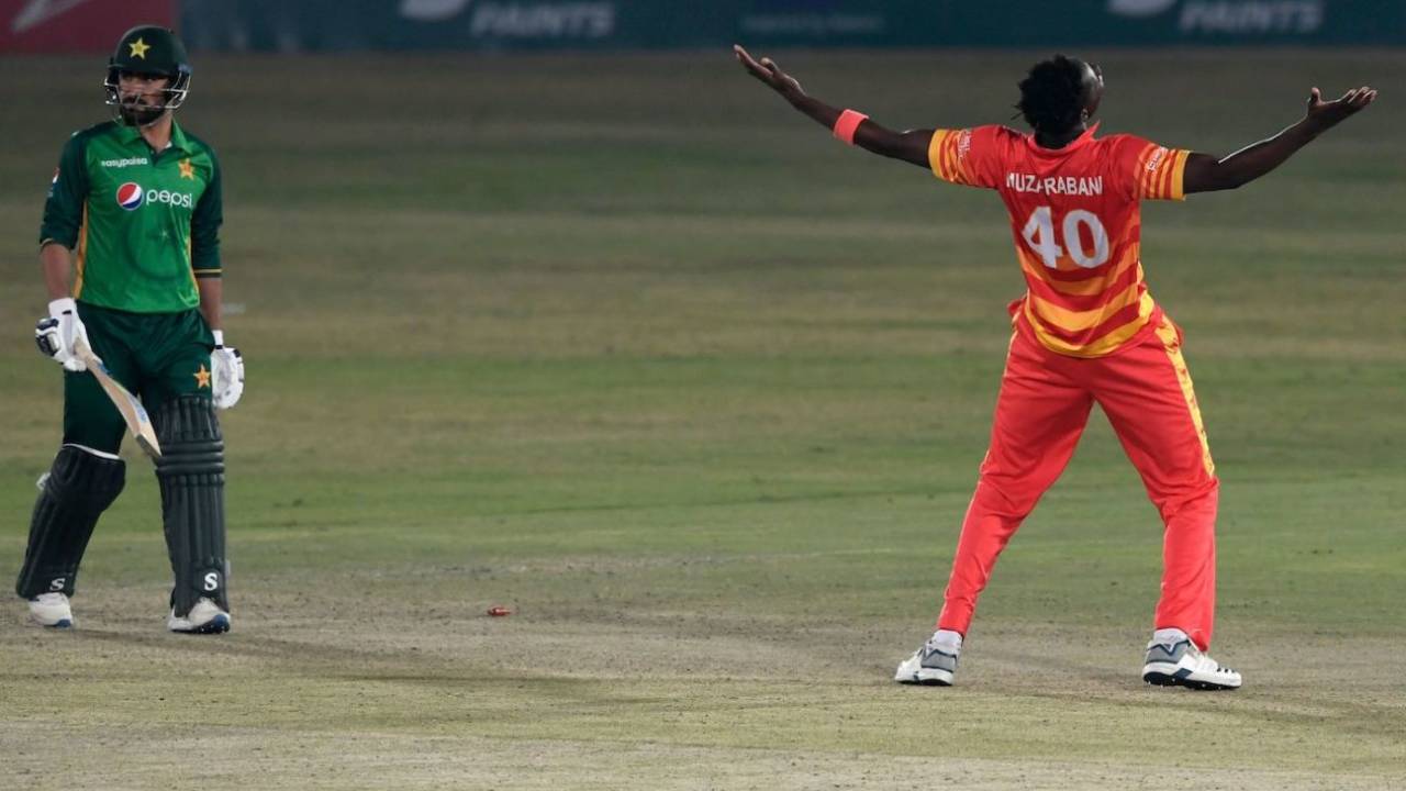 Blessing Muzarabani picked up five wickets in regulation time and two more in the Super Over, Pakistan vs Zimbabwe, 3rd ODI, Rawalpindi, November 3, 2020