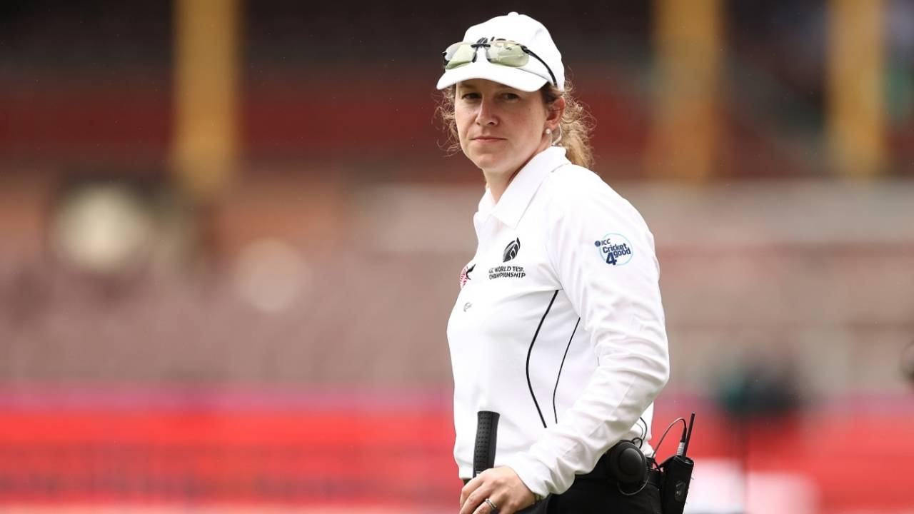 Claire Polosak became the first female match official in a men's Test match as she stood in as the fourth/reserve umpire at SCG&nbsp;&nbsp;&bull;&nbsp;&nbsp;Ryan Pierse/Getty Images