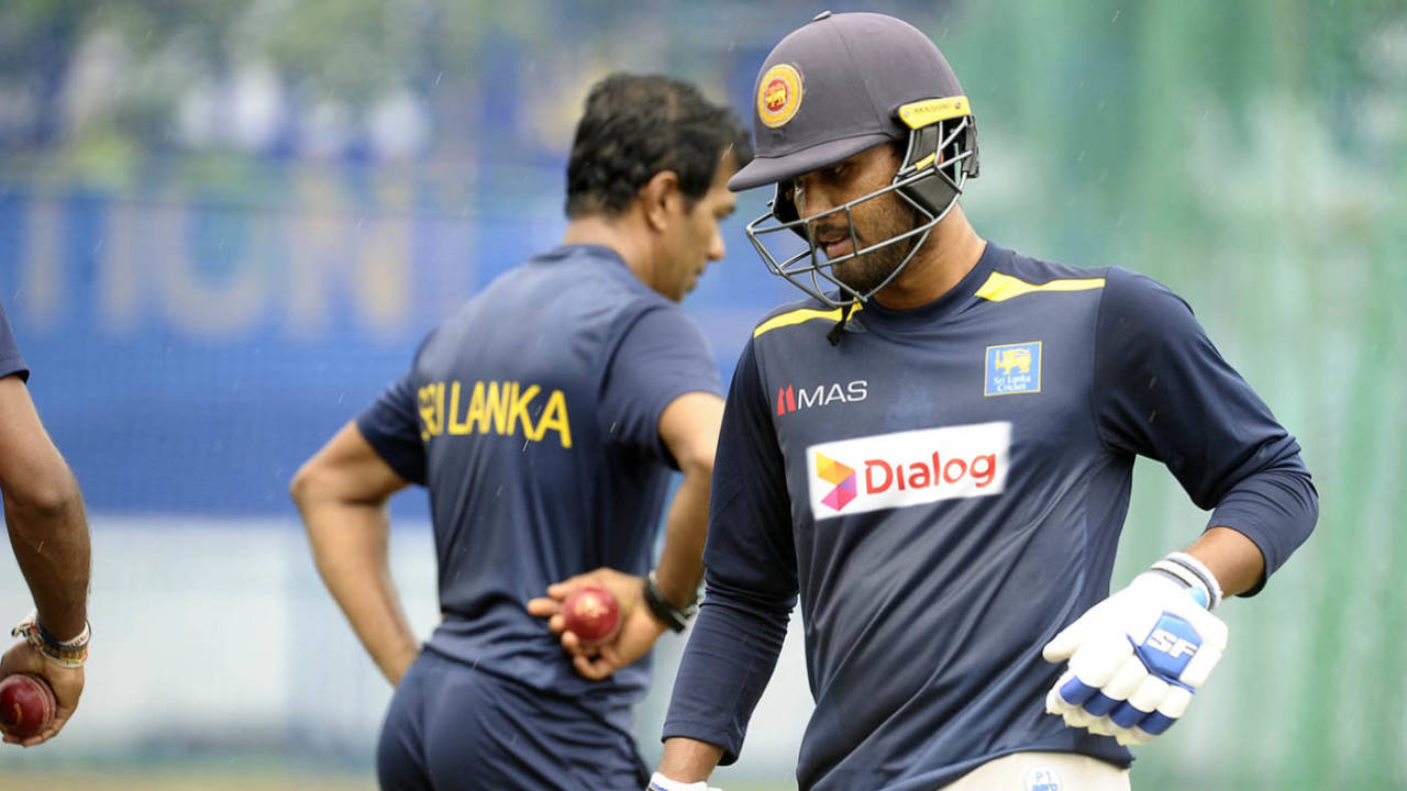 Dinesh Chandimal during a Sri Lanka nets session, Galle, 12 January 2021