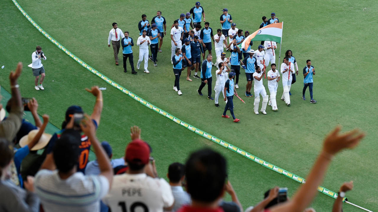 India's players take a victory lap around the ground, Australia vs India, 4th Test, Brisbane, 5th day, January 19, 2021