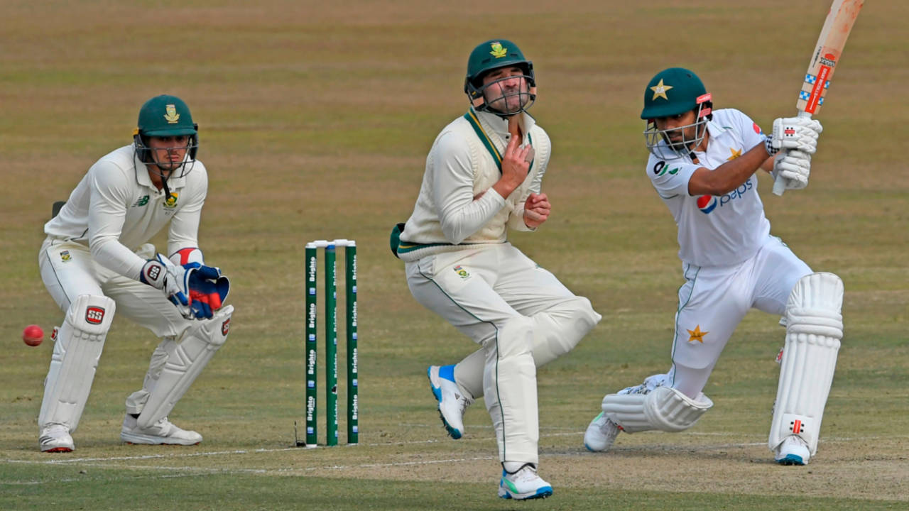 Babar Azam scored his 16th Test half-century&nbsp;&nbsp;&bull;&nbsp;&nbsp;AFP/Getty Images