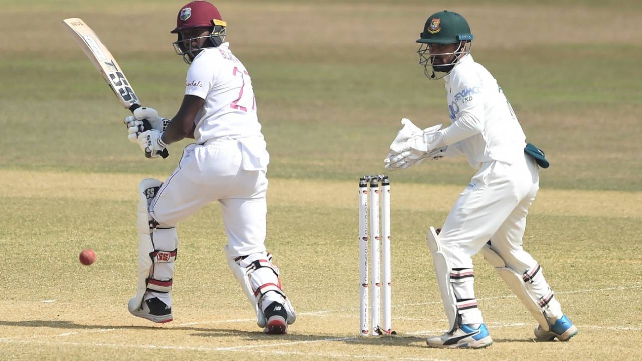 Jermaine Blackwood works one off his pads, Bangladesh vs West Indies, 1st Test, Chattogram, Day 3, February 5, 2021