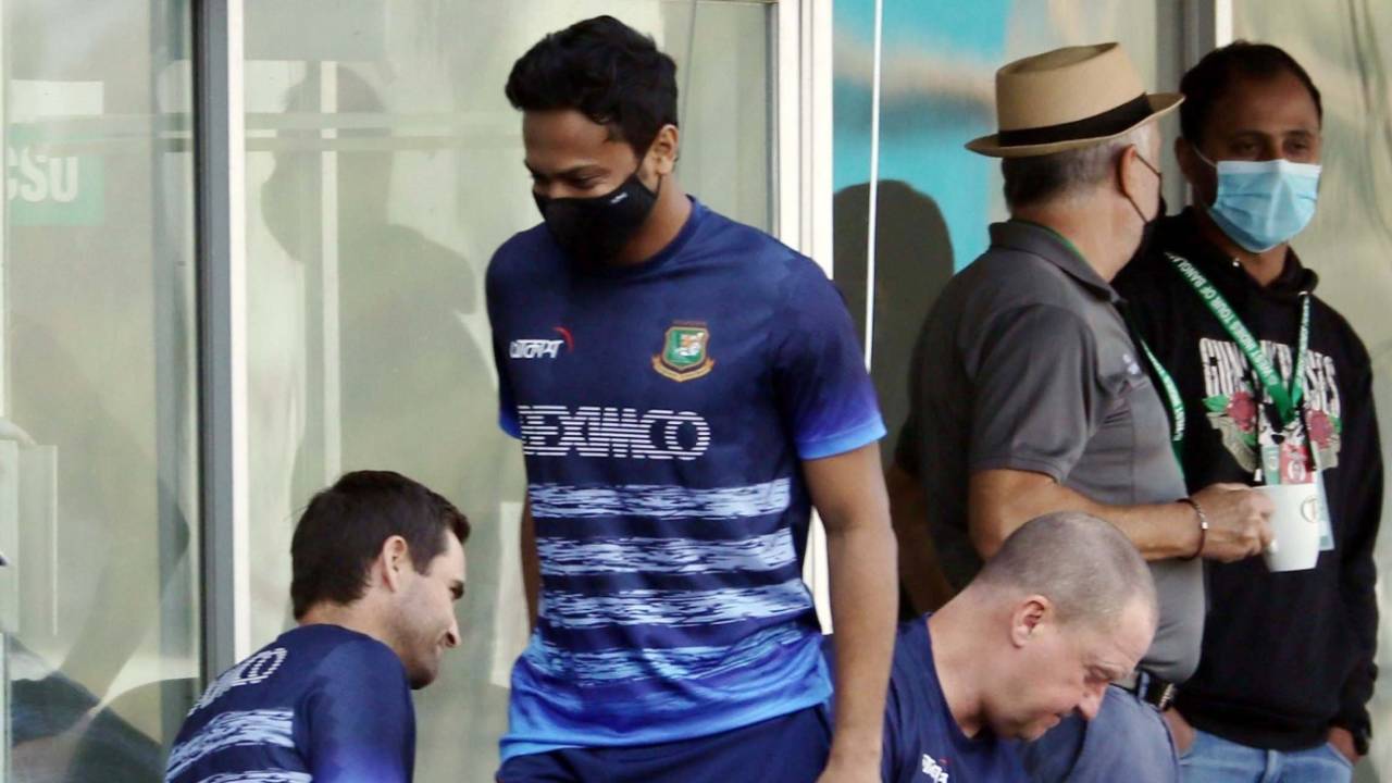 Shakib Al Hasan remained off the field due to a left-thigh strain, Bangladesh vs West Indies, 1st Test, Chattogram, Day 4, February 6, 2021
