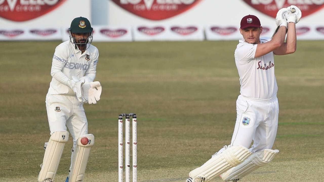 Joshua Da Silva plays one onto the off side, Bangladesh vs West Indies, 1st Test, Chattogram, Day 5, February 7, 2021