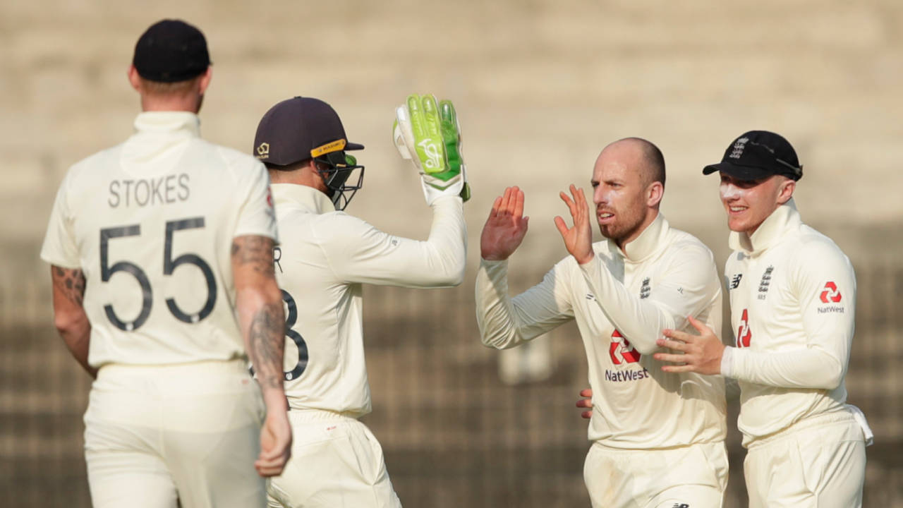 Jack Leach struck the first blow for England in the fourth innings, India vs England, 1st Test, Chennai, 4th day, February 8, 2021