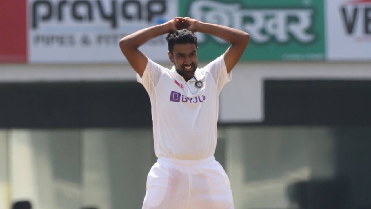 R Ashwin reacts while bowling on the first day, Chennai, February 5, 2021