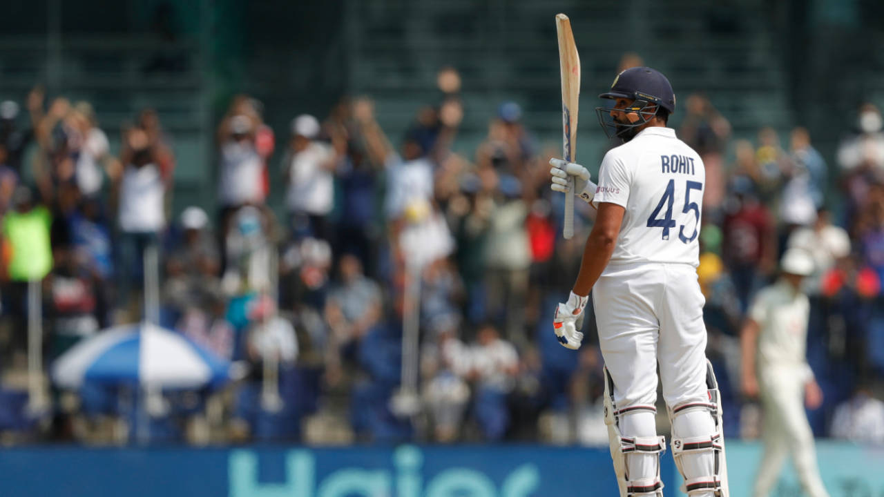 The crowds were back to applaud Rohit Sharma's fifty, India vs England, 2nd Test, Chennai, 1st day, February 13, 2021