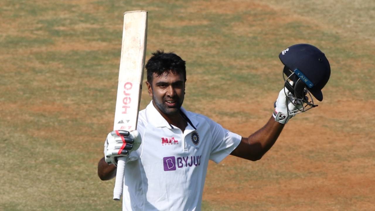 R Ashwin celebrates his fifth Test hundred, India vs England, 2nd Test, Chennai, 3rd day, February 15, 2021