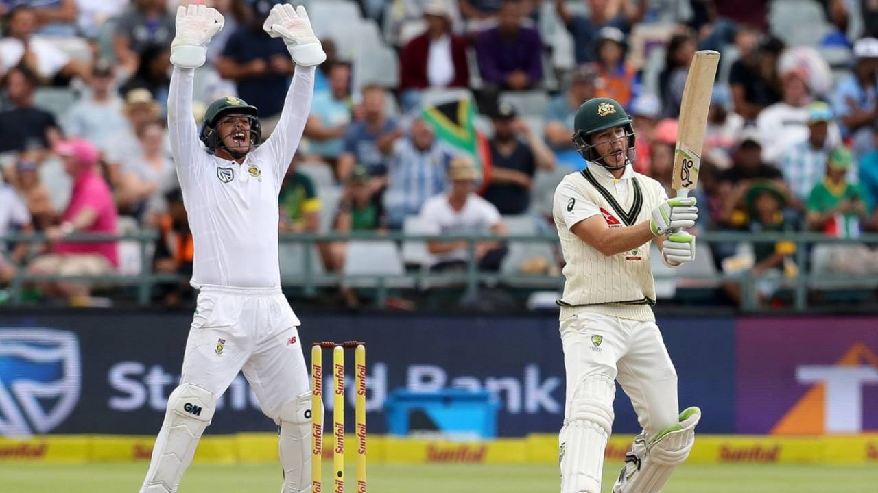 Quinton de Kock appeals against Tim Paine, Cape Town, March 25, 2018
