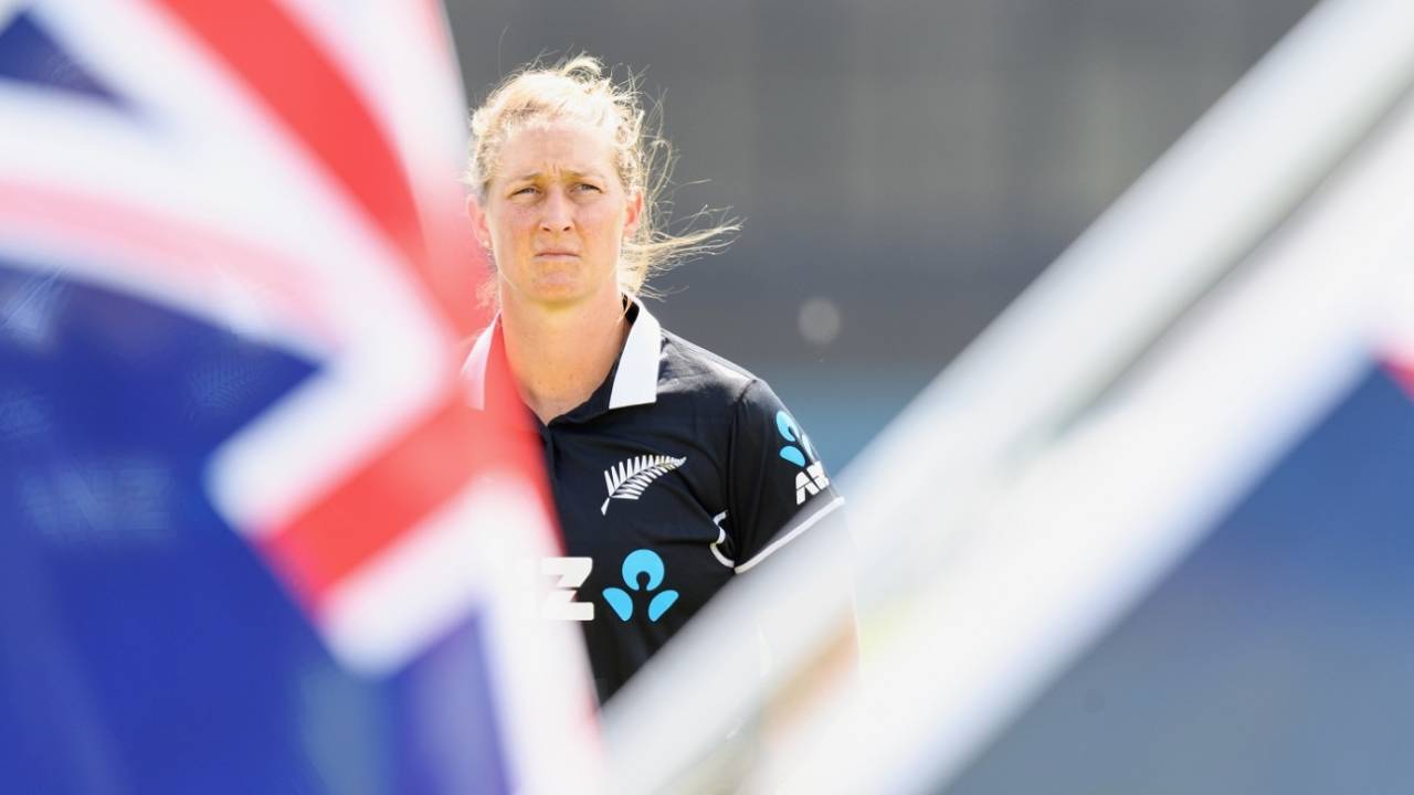 New Zealand captain Sophie Devine lines up for the national anthem, New Zealand Women vs England Women, 1st ODI, Christchurch, February 23, 2021