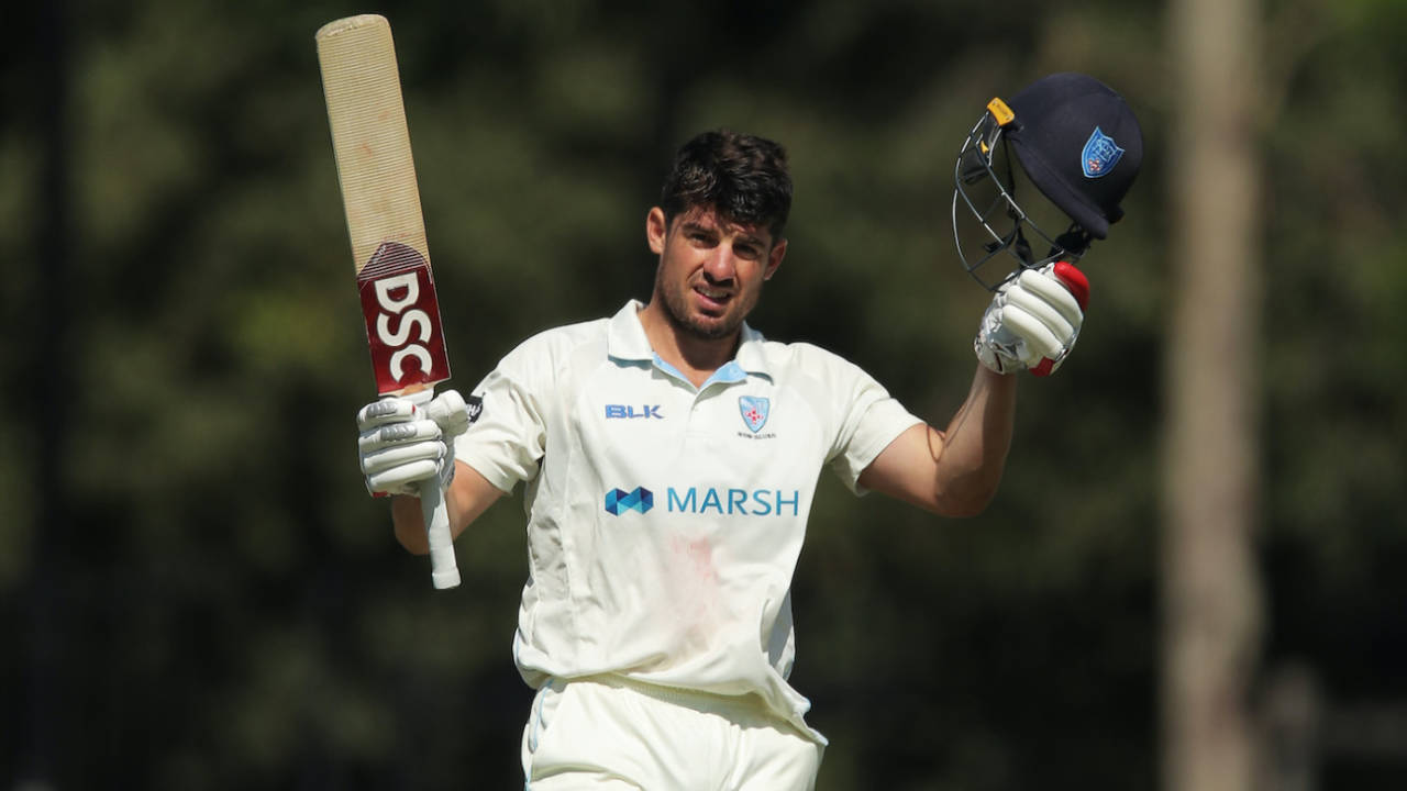 Moises Henriques celebrates another Sheffield Shield century, Victoria vs New South Wales, Day 2, Sheffield Shield, Bankstown, 26 February, 2021