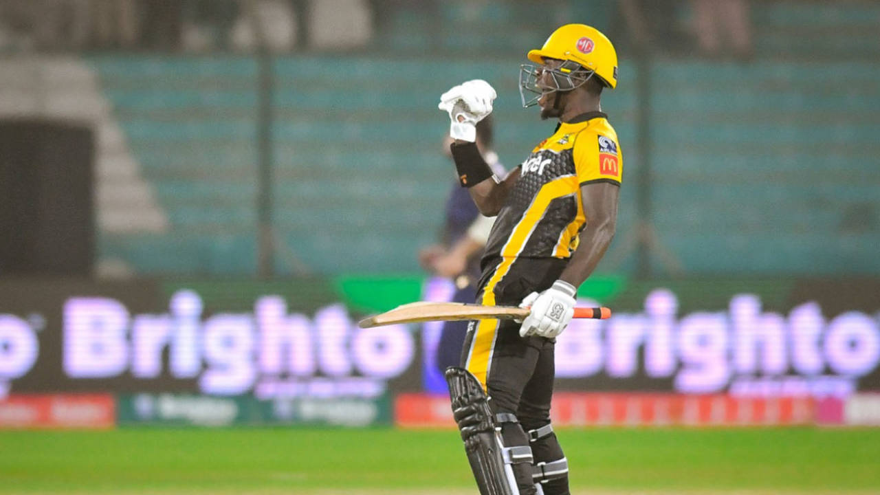 Sherfane Rutherford after his unbeaten 36 from 18 sealed victory&nbsp;&nbsp;&bull;&nbsp;&nbsp;PCB/PSL