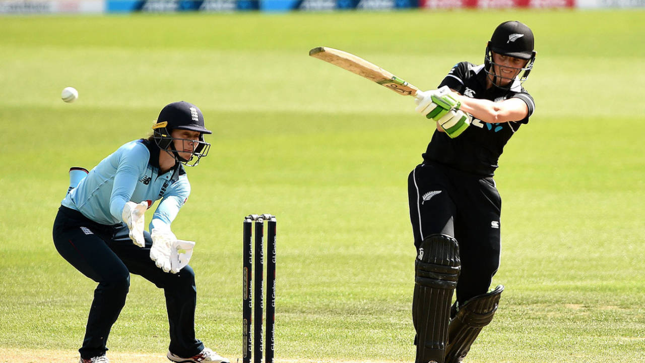 Amy Satterthwaite during her unbeaten century, New Zealand Women vs England Women, 3rd ODI, Dunedin, February 28, 2021