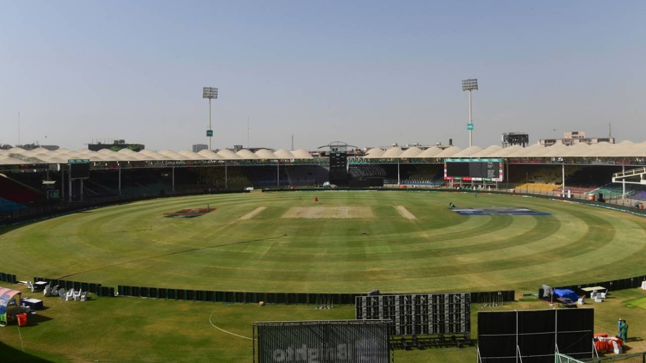 The National Stadium in Karachi wears a forlorn, empty look after PSL 2021 was indefinitely postponed&nbsp;&nbsp;&bull;&nbsp;&nbsp;Getty Images