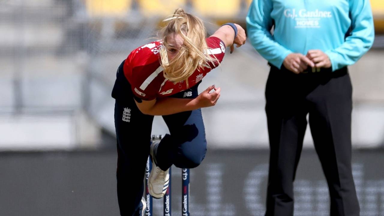 Freya Davies returned her career-best T20I figures&nbsp;&nbsp;&bull;&nbsp;&nbsp;AFP via Getty Images