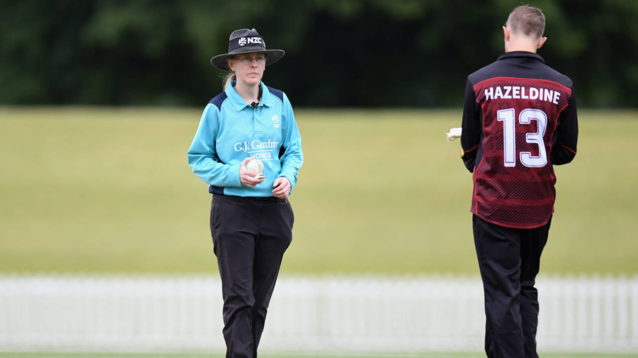 Umpire Kim Cotton in the field, Auckland vs Canterbury, Ford Trophy, Christchurch, November 29, 2019
