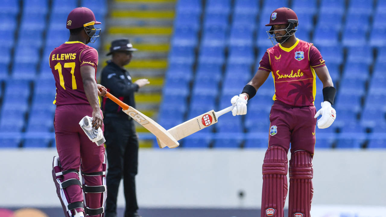 Evin Lewis and Shai Hope shared a strong opening partnership, West Indies vs Sri Lanka, 1st ODI, North Sound, March 10, 2021