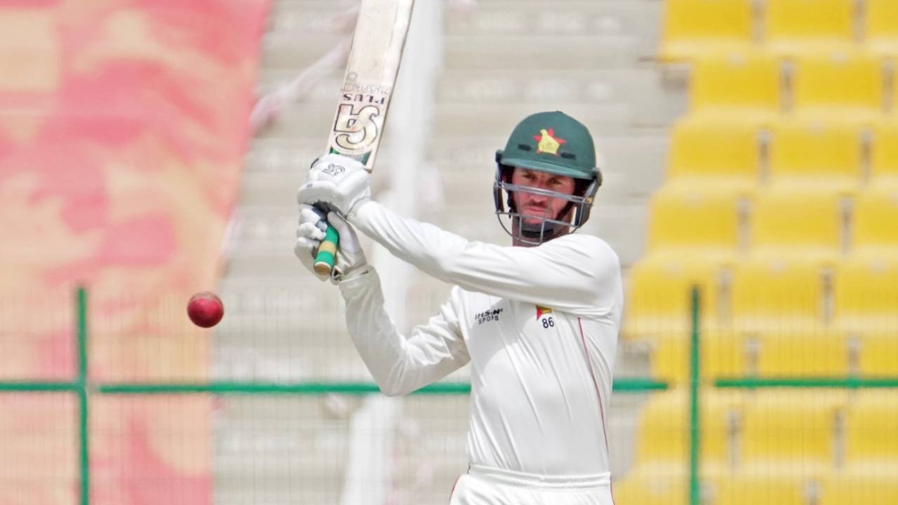 Sean Williams pulls during his 151 not out, Afghanistan vs Zimbabwe, 2nd Test, Abu Dhabi, 5th day, March 14, 2021