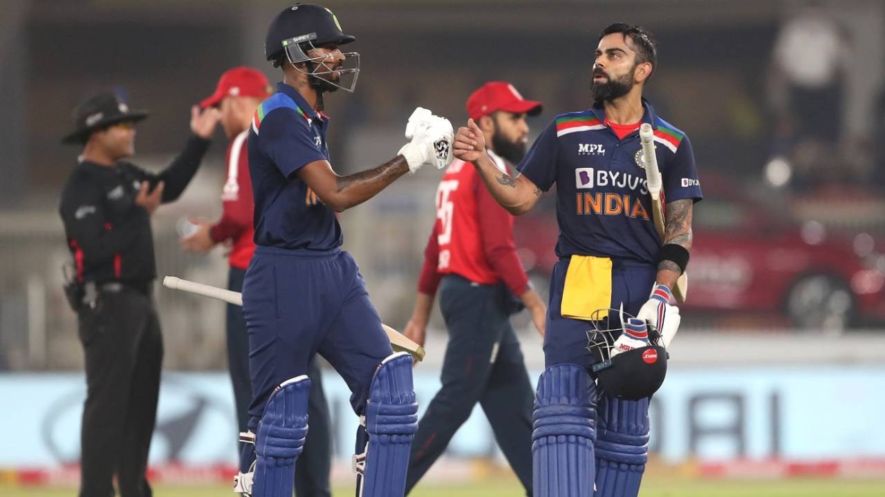 Virat Kohli and Hardik Pandya steered India to their highest T20I total against England&nbsp;&nbsp;&bull;&nbsp;&nbsp;Getty Images