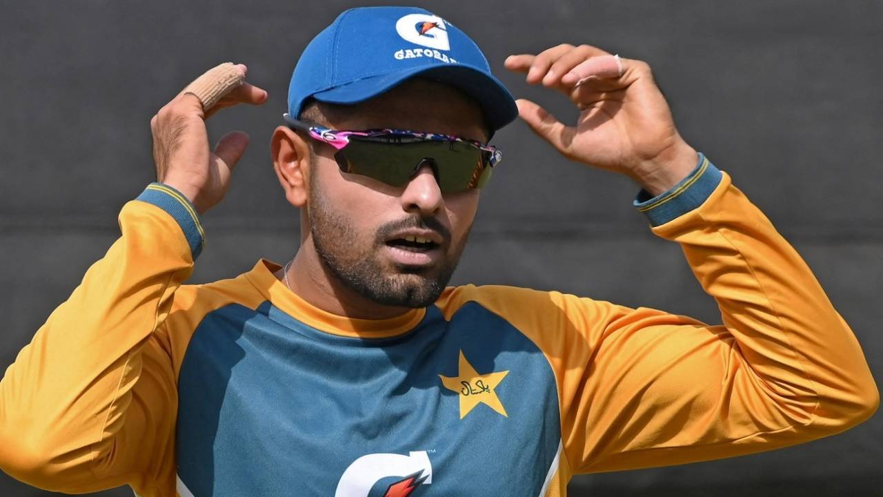 Babar Azam takes part in a practice session at Gaddafi Stadium, Lahore, March 19, 2021