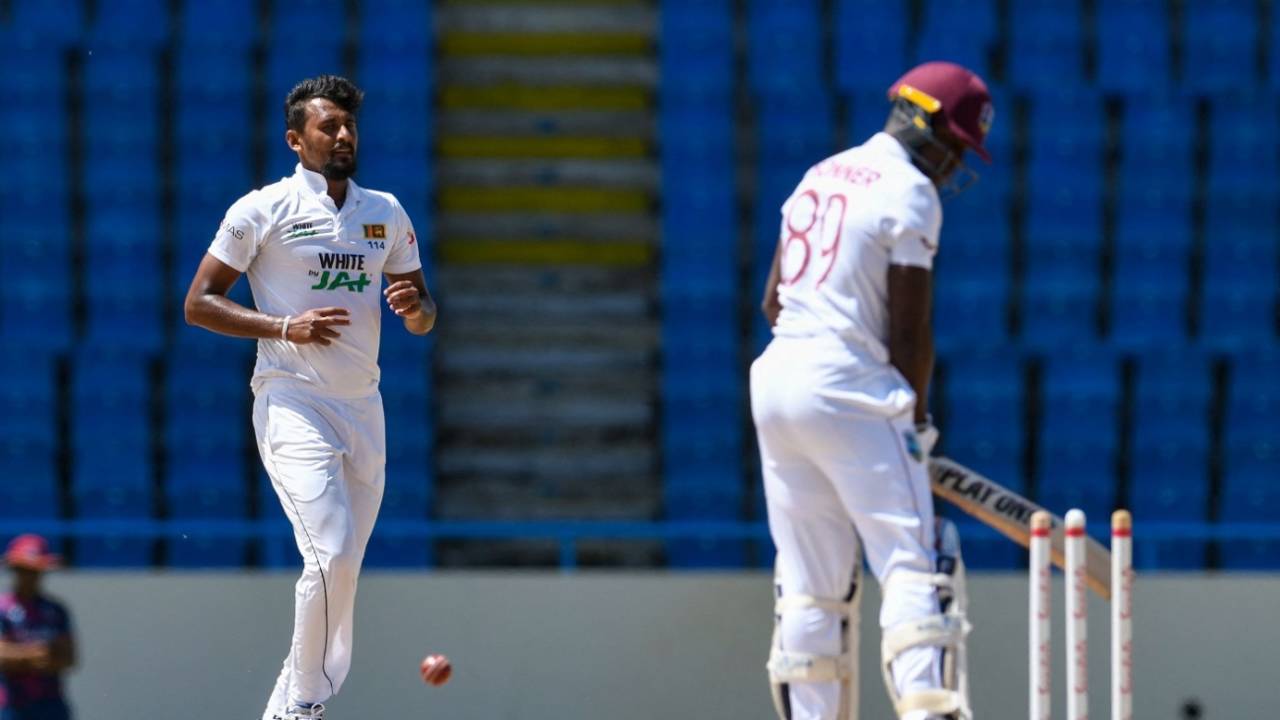 Suranga Lakmal bowled Nkrumah Bonner, West Indies vs Sri Lanka, 2nd Test, 1st Day, North Sound, March 29, 2021