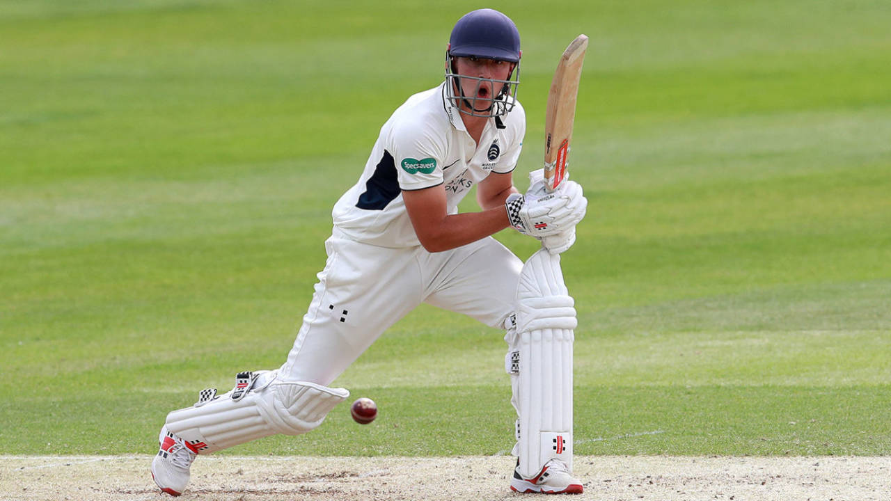 Joshua De Caires, son of Michael Atherton, drives into the covers, Bradford/Leeds MCCU v Middlesex
