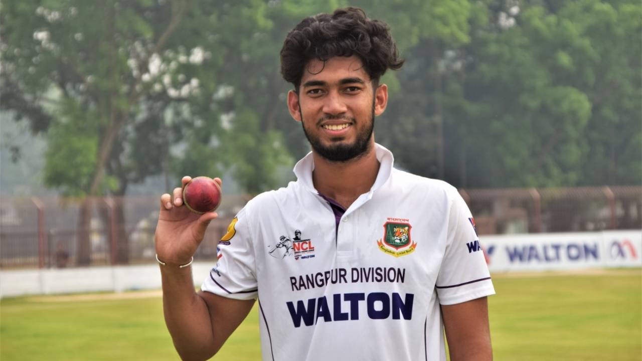 Rangur Division's Mukidul Islam took a match haul of 12 for 131 in a seven-wicket win against Khulna Division, Khulna Division vs Rangur Division, NCL 2021, Rangpur, March 29, 2021