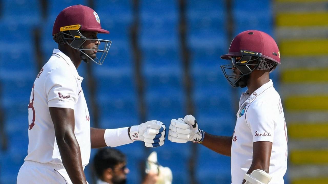 Jason Holder and Kraigg Brathwaite added 87 for the fourth wicket, West Indies vs Sri Lanka, 2nd Test, North Sound, 4th day, April 1, 2021