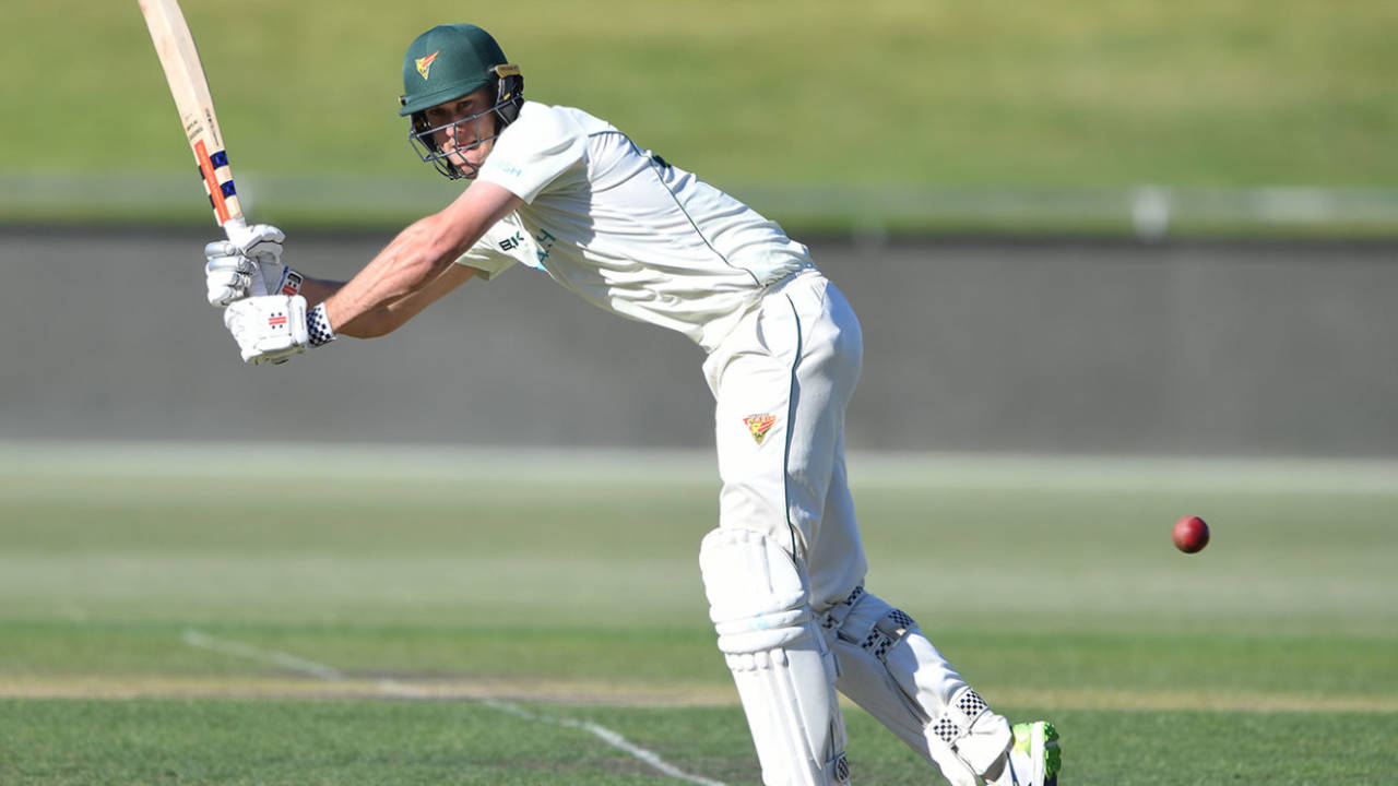 Beau Webster works the ball off his pads, Tasmania vs New South Wales, Sheffield Shield, Hobart, March 20, 2021