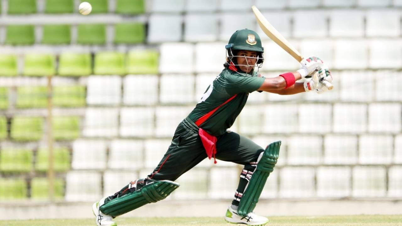 Fargana Hoque plays square on the off side during her unbeaten 72, Bangladesh Women Emerging Players vs South Africa Women Emerging Players, 1st match, Sylhet, April 4, 2021