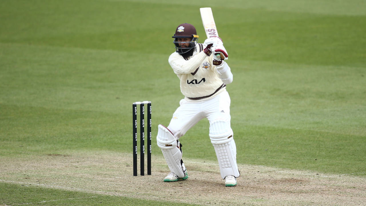 Hashim Amla drives during a pre-season match, Surrey vs Middlesex, The Oval, April 2, 2021