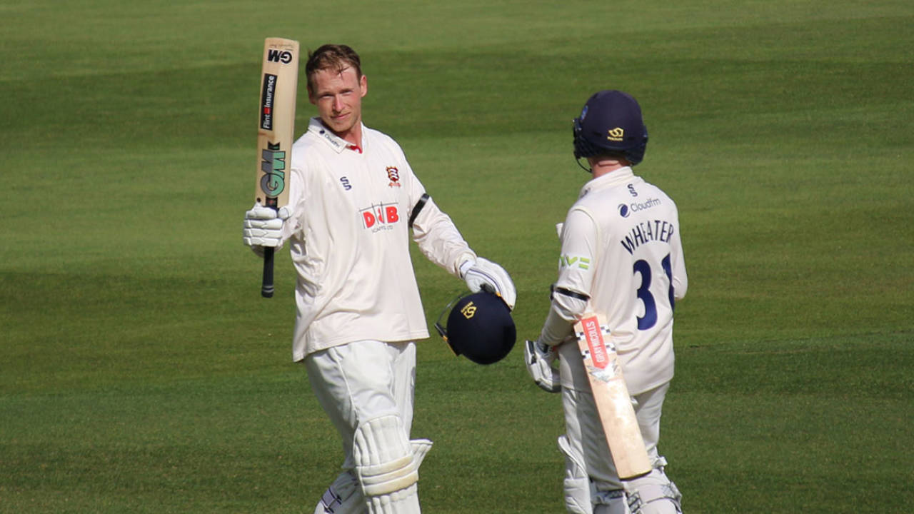 Tom Westley brings up his double-century on the second day at Chelmsford, Essex v Worcestershire, Chelmsford, 2nd day, April 9, 2021