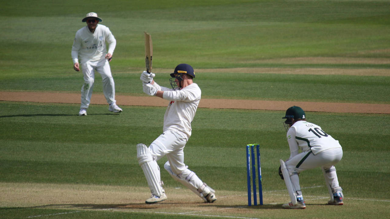 Tom Westley pulls through the on-side, Essex v Worcestershire, Chelmsford, 2nd day, April 9, 2021
