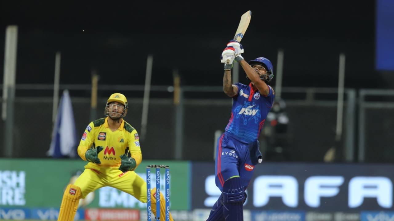 Shikhar Dhawan sends one into the night sky, Chennai Super Kings vs Delhi Capitals, IPL 2021, Mumbai, April 10, 2021