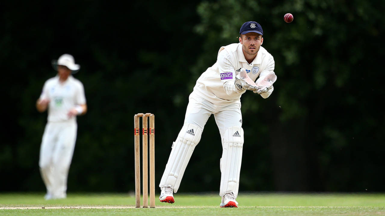 Lewis McManus collects a throw, Bob Willis Trophy, Hampshire v Essex, Arundel, August 23, 2020