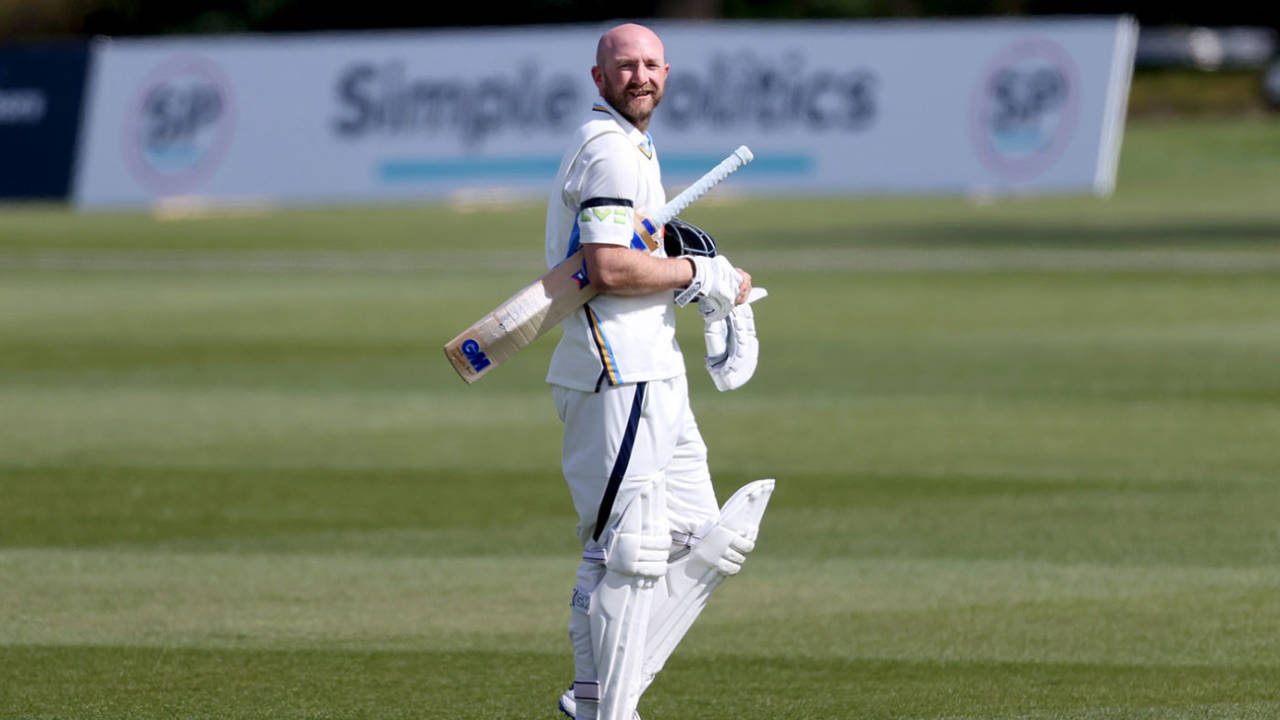 Adam Lyth walks off after being dismissed for 97, LV= Insurance County Championship, Kent vs Yorkshire, Canterbury, April 15, 2021