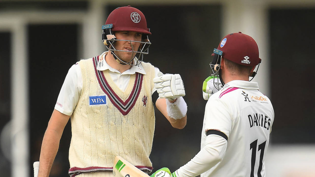 Craig Overton and Steven Davies put on a strong partnership for the sixth wicket, LV= Insurance County Championship, Somerset vs Gloucestershire, Taunton, April 15, 2021