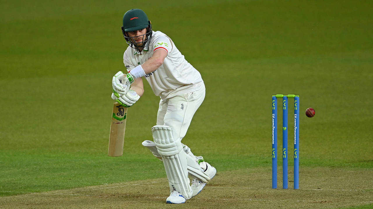 Sam Evans works to leg, LV= Insurance County Championship, Surrey vs Leicestershire, The Kia Oval, April 15, 2021