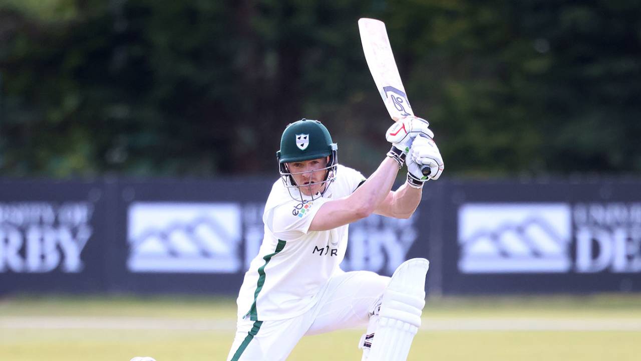 Ben Cox on the drive, LV= Insurance County Championship, Derbyshire vs Worcestershire, Incora County Ground, April 16, 2021