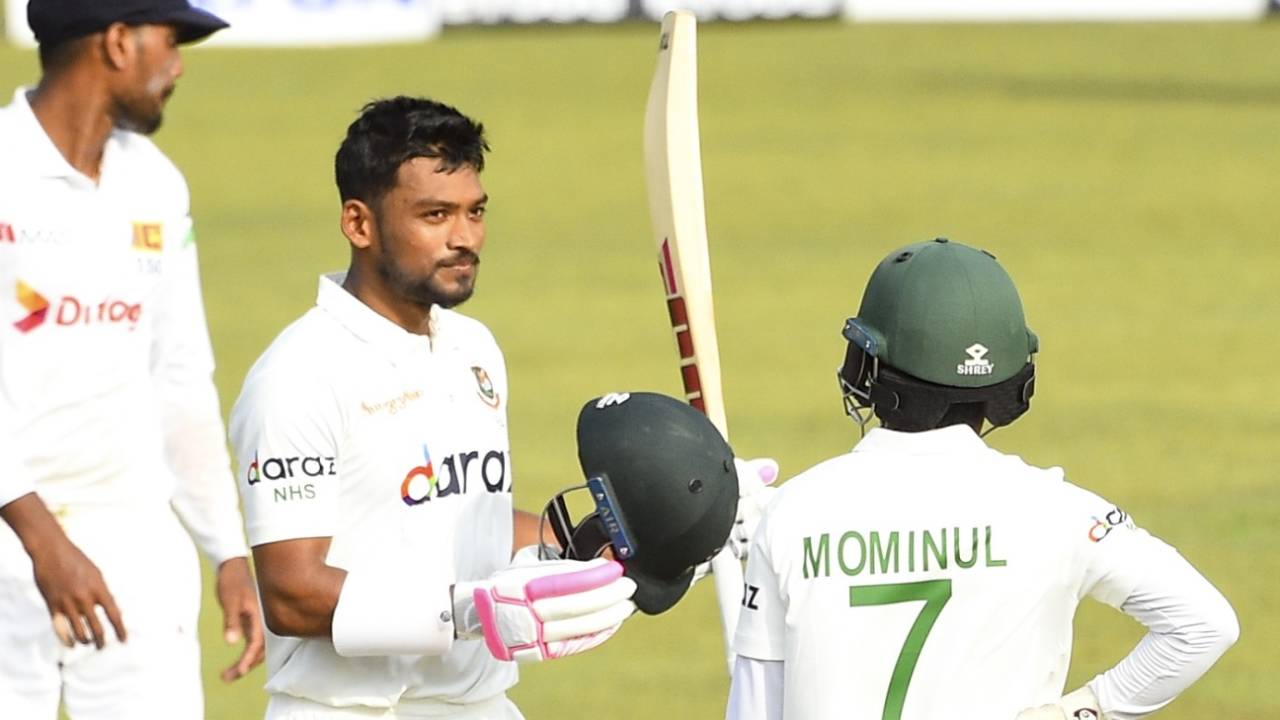 Najmul Hossain Shanto completed his maiden Test century, Sri Lanka vs Bangladesh, 1st Test, Pallekele, 1st day, April 21, 2021