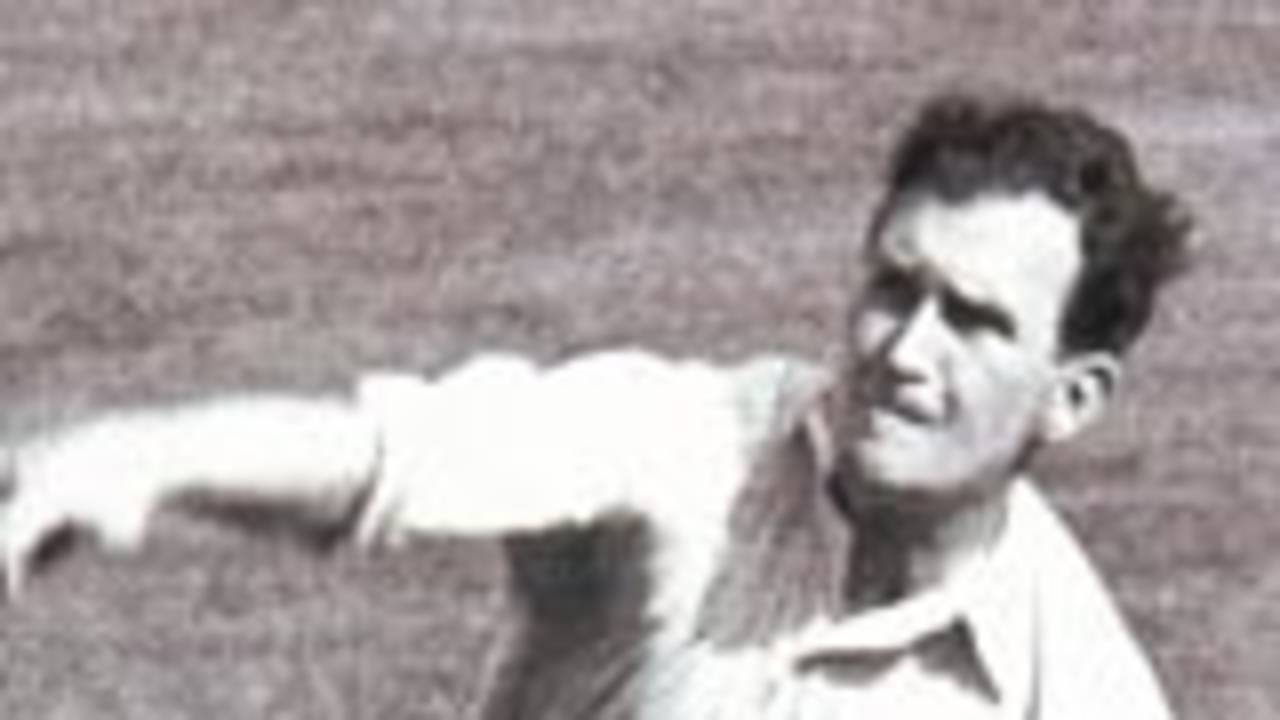 Jim Laker in action, Surrey v Australia, The Oval, May 1956